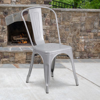 Flash Furniture CH-31230-SIL-GG Silver Metal Indoor-Outdoor Stackable Chair